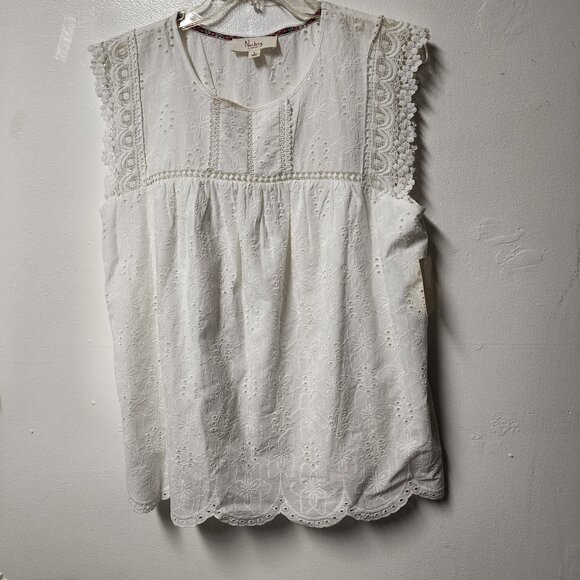 Nurture by westbound white eyelet sleeveless top cotton Large NWT - Picture 1 of 8